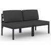 Trädgårdssoffa 2-sits med dynor aluminium antracit vidaXL – miniatyr 2