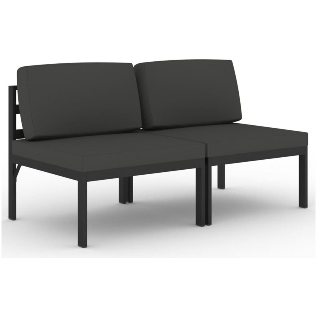 Trädgårdssoffa 2-sits med dynor aluminium antracit vidaXL – bild 2