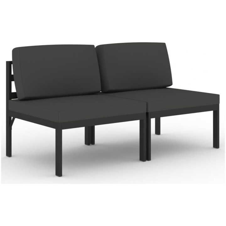 Trädgårdssoffa 2-sits med dynor aluminium antracit vidaXL – bild 2