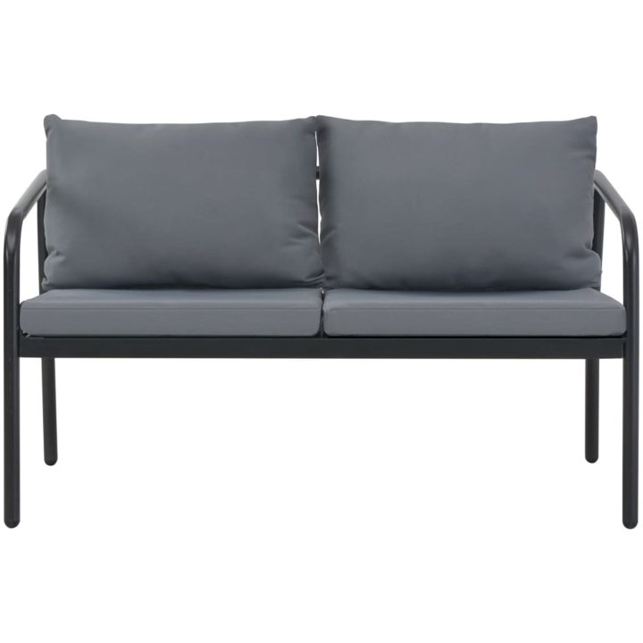 Trädgårdssoffa 2-sits med dynor aluminium grå vidaXL – bild 2