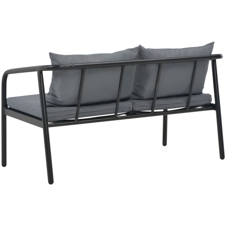 Trädgårdssoffa 2-sits med dynor aluminium grå vidaXL – bild 4