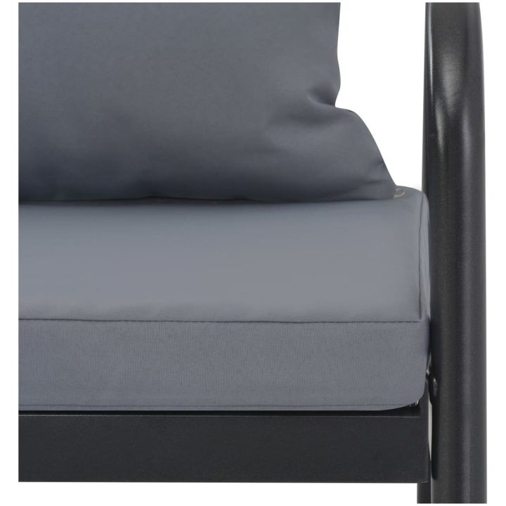 Trädgårdssoffa 2-sits med dynor aluminium grå vidaXL – bild 5