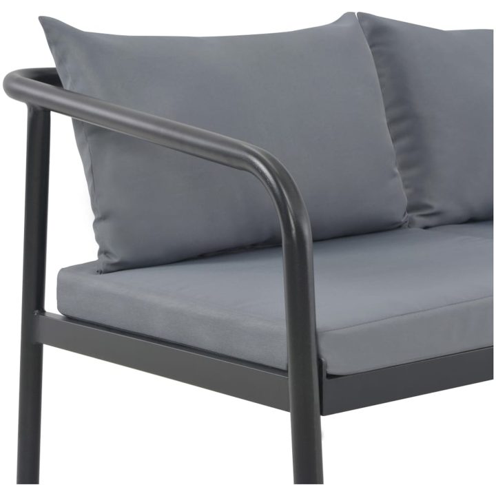 Trädgårdssoffa 2-sits med dynor aluminium grå vidaXL – bild 6