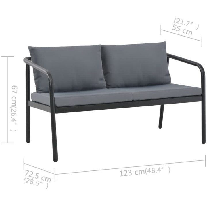 Trädgårdssoffa 2-sits med dynor aluminium grå vidaXL – bild 7