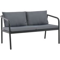 Trädgårdssoffa 2-sits med dynor aluminium grå vidaXL