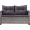 Trädgårdssoffa 2-sits med dynor grå 124 cm konstrotting vidaXL – miniatyr 3