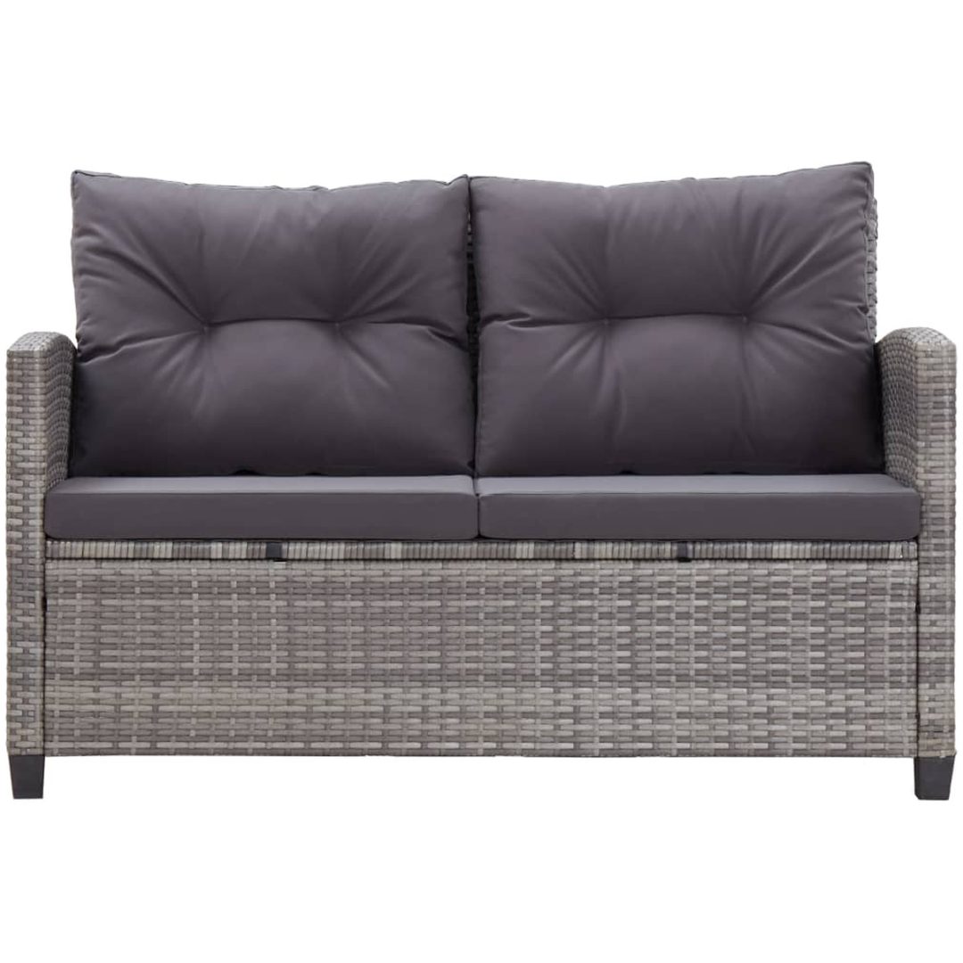 Trädgårdssoffa 2-sits med dynor grå 124 cm konstrotting vidaXL – bild 3