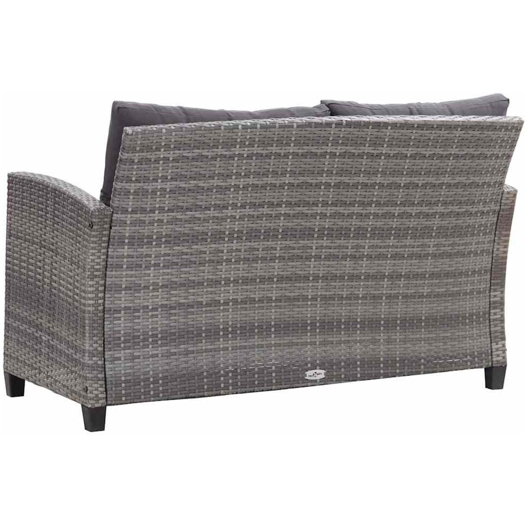 Trädgårdssoffa 2-sits med dynor grå 124 cm konstrotting vidaXL – bild 4