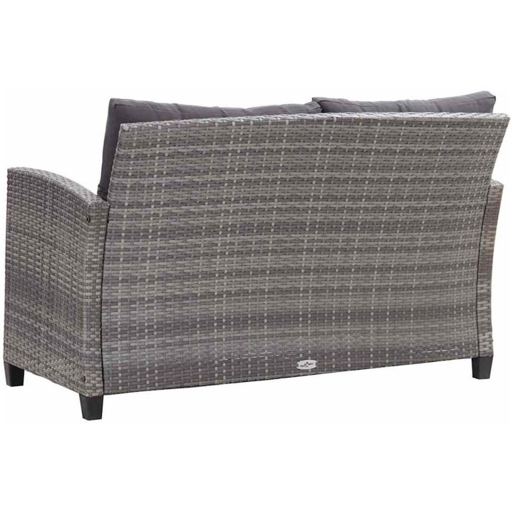 Trädgårdssoffa 2-sits med dynor grå 124 cm konstrotting vidaXL – bild 4