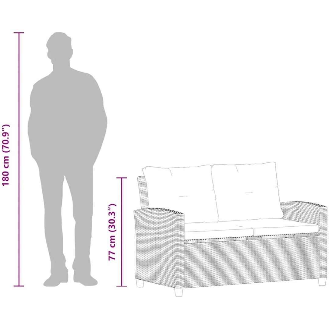 Trädgårdssoffa 2-sits med dynor grå 124 cm konstrotting vidaXL – bild 8