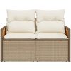 Trädgårdssoffa 2-sits med dynor konstrotting beige vidaXL – miniatyr 4
