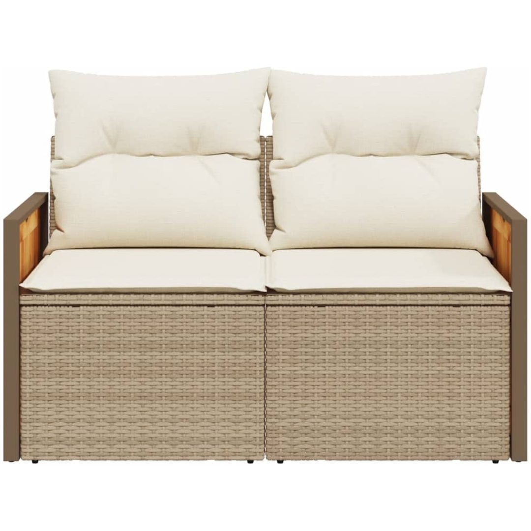 Trädgårdssoffa 2-sits med dynor konstrotting beige vidaXL – bild 4
