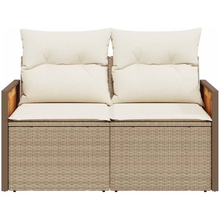 Trädgårdssoffa 2-sits med dynor konstrotting beige vidaXL – bild 4