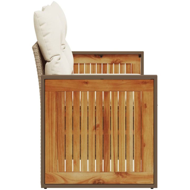 Trädgårdssoffa 2-sits med dynor konstrotting beige vidaXL – bild 5
