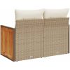 Trädgårdssoffa 2-sits med dynor konstrotting beige vidaXL – miniatyr 6