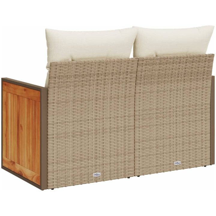 Trädgårdssoffa 2-sits med dynor konstrotting beige vidaXL – bild 6