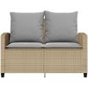 Trädgårdssoffa 2-sits med dynor och bord beige konstrotting vidaXL – miniatyr 5