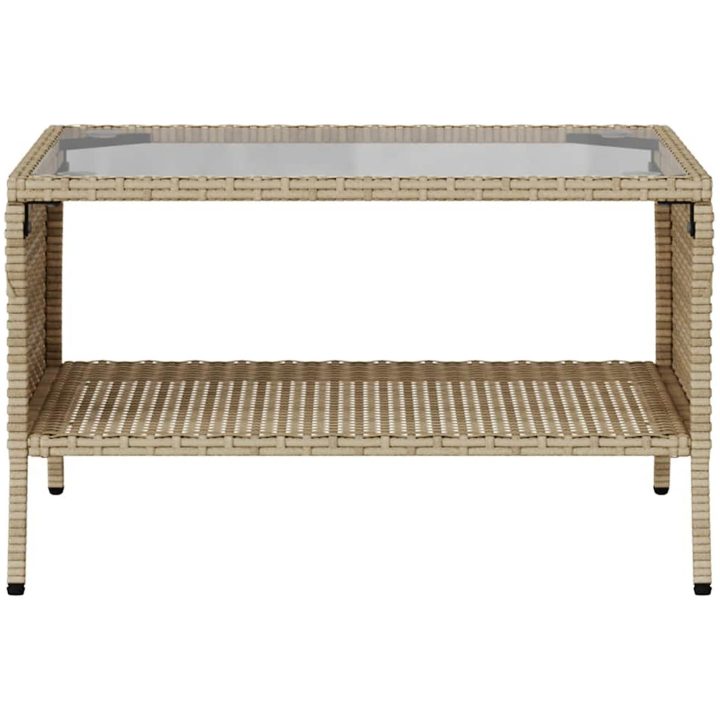 Trädgårdssoffa 2-sits med dynor och bord beige konstrotting vidaXL – bild 7