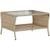 Trädgårdssoffa 2-sits med dynor och bord beige konstrotting vidaXL – miniatyr 8