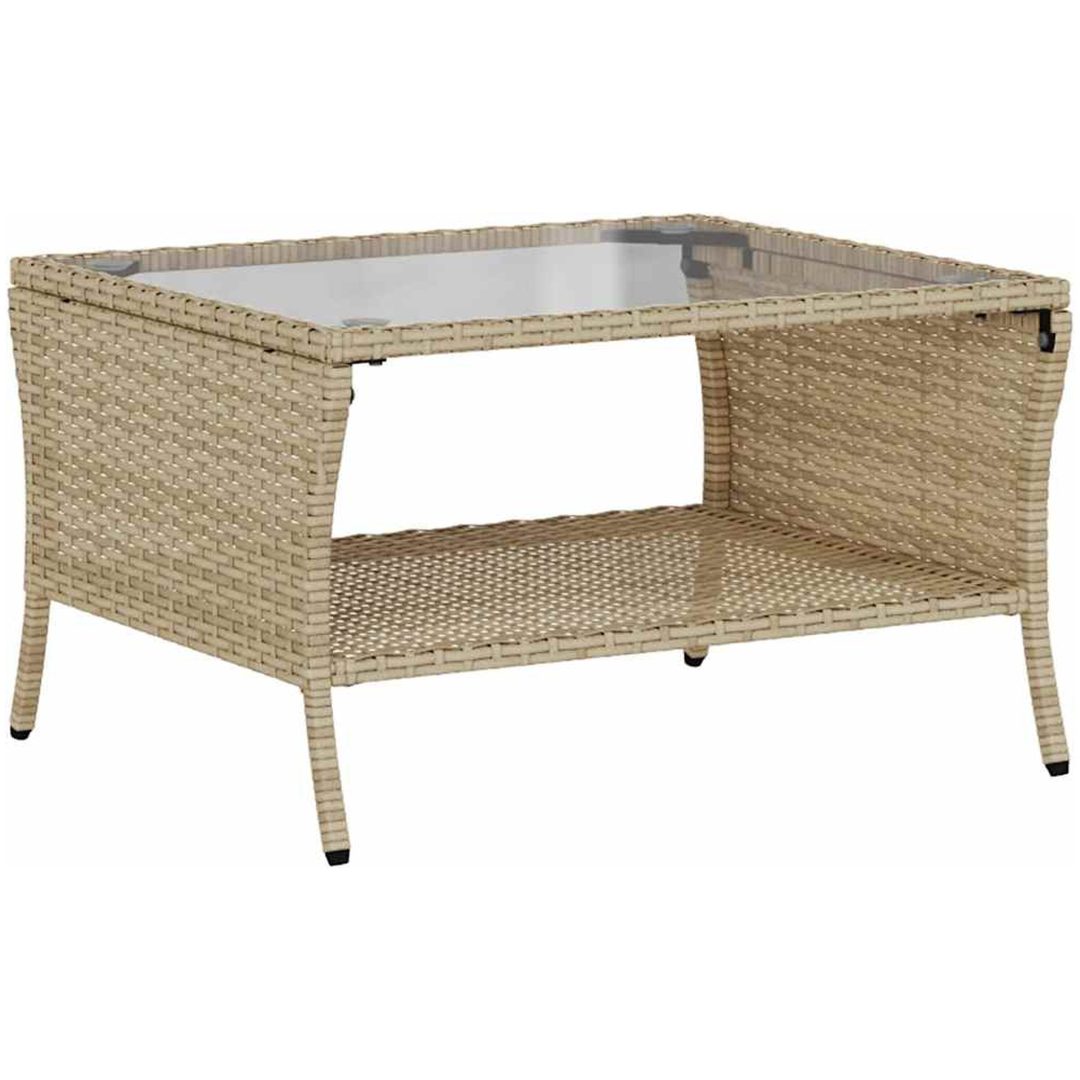 Trädgårdssoffa 2-sits med dynor och bord beige konstrotting vidaXL – bild 8