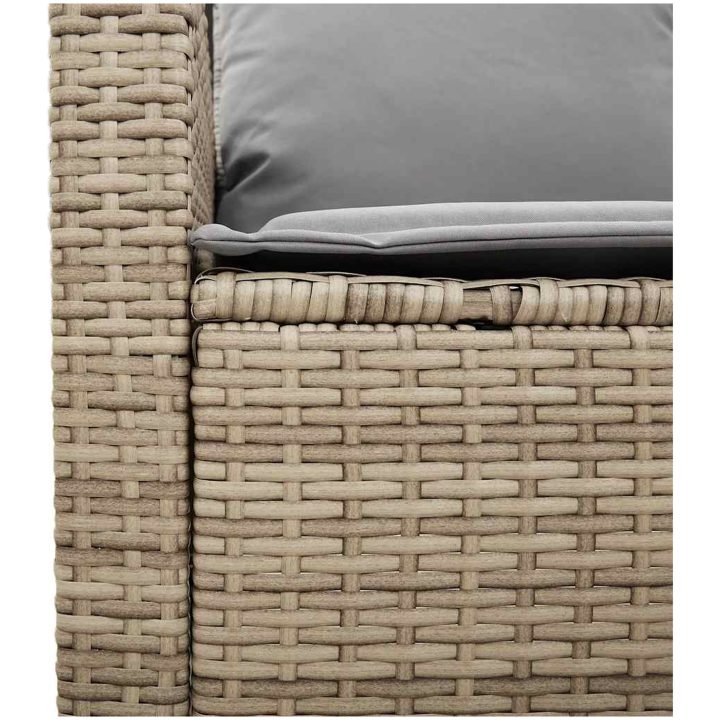 Trädgårdssoffa 2-sits med dynor och bord beige konstrotting vidaXL – bild 9