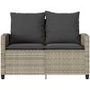 Trädgårdssoffa 2-sits med dynor och bord ljusgrå konstrotting vidaXL – miniatyr 6