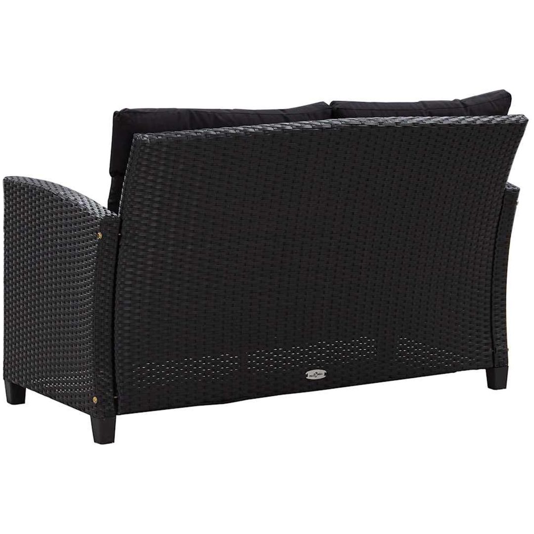 Trädgårdssoffa 2-sits med dynor svart 124 cm konstrotting vidaXL – bild 4