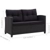 Trädgårdssoffa 2-sits med dynor svart 124 cm konstrotting vidaXL – miniatyr 7