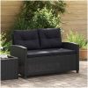 Trädgårdssoffa 2-sits med dynor svart 124 cm konstrotting vidaXL – miniatyr 1