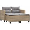 Trädgårdssoffa 2-sits med pallar beige konstrotting vidaXL – miniatyr 2