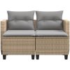 Trädgårdssoffa 2-sits med pallar beige konstrotting vidaXL – miniatyr 4