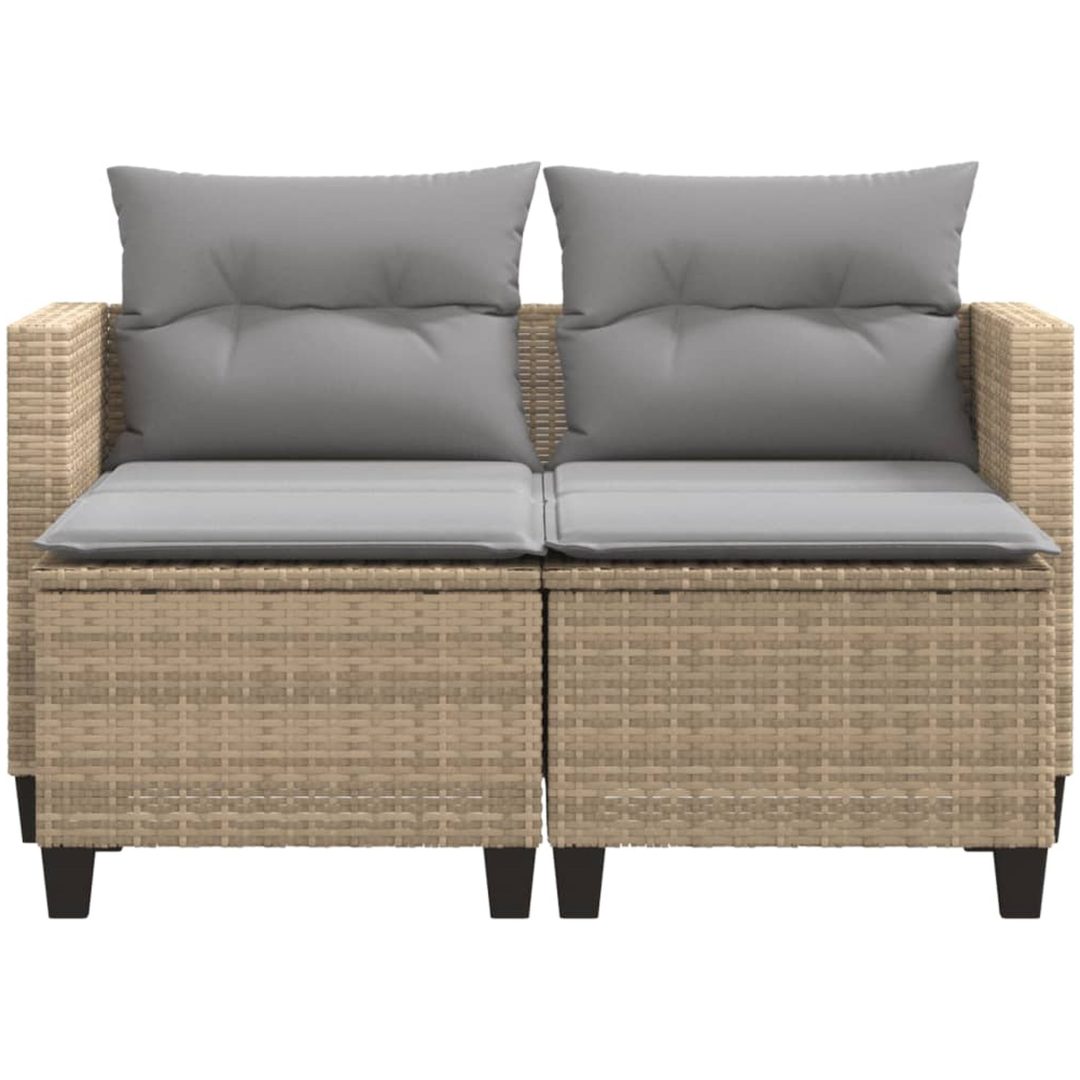 Trädgårdssoffa 2-sits med pallar beige konstrotting vidaXL – bild 4