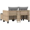 Trädgårdssoffa 2-sits med pallar beige konstrotting vidaXL – miniatyr 6