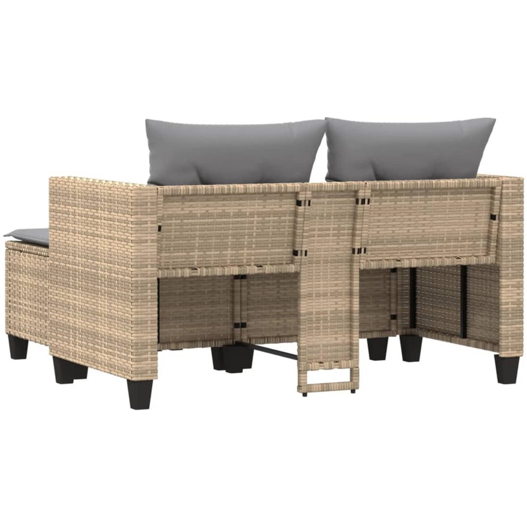 Trädgårdssoffa 2-sits med pallar beige konstrotting vidaXL – bild 6