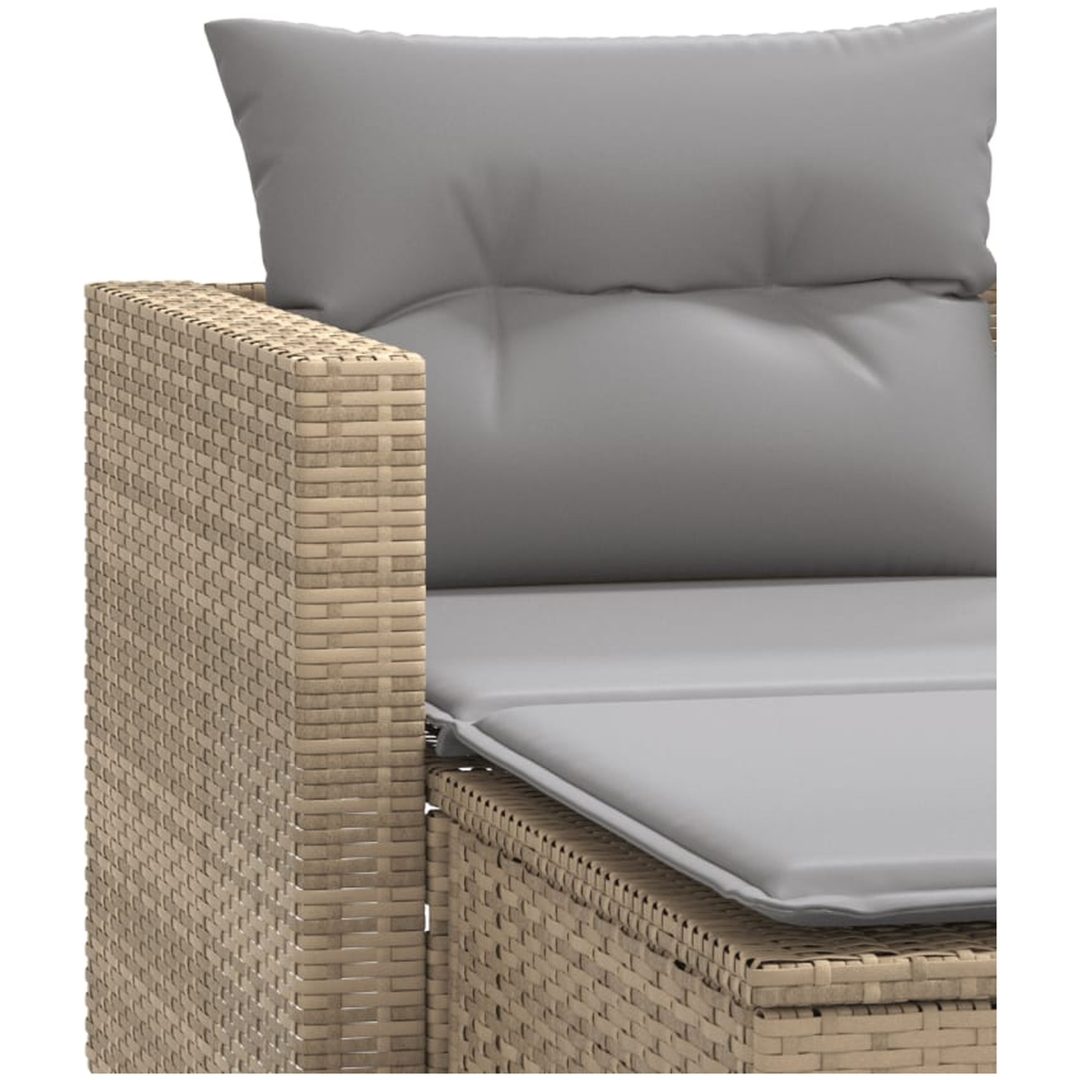 Trädgårdssoffa 2-sits med pallar beige konstrotting vidaXL – bild 7