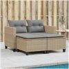 Trädgårdssoffa 2-sits med pallar beige konstrotting vidaXL – miniatyr 1