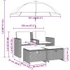 Trädgårdssoffa 2-sits med parasoll&pallar beige konstrotting vidaXL – miniatyr 12
