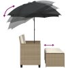 Trädgårdssoffa 2-sits med parasoll&pallar beige konstrotting vidaXL – miniatyr 8
