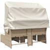 Trädgårdssoffa 2-sits med tak och pallar beige konstrotting vidaXL – miniatyr 6
