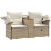 Trädgårdssoffa 2-sits med tak och pallar beige konstrotting vidaXL – miniatyr 8