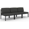 Trädgårdssoffa 3-sits med dynor aluminium antracit vidaXL – miniatyr 2