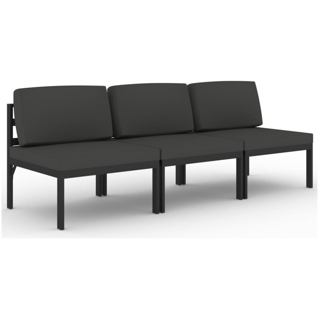 Trädgårdssoffa 3-sits med dynor aluminium antracit vidaXL – bild 2