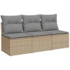Trädgårdssoffa 3-sits med dynor konstrotting beige vidaXL – miniatyr 2