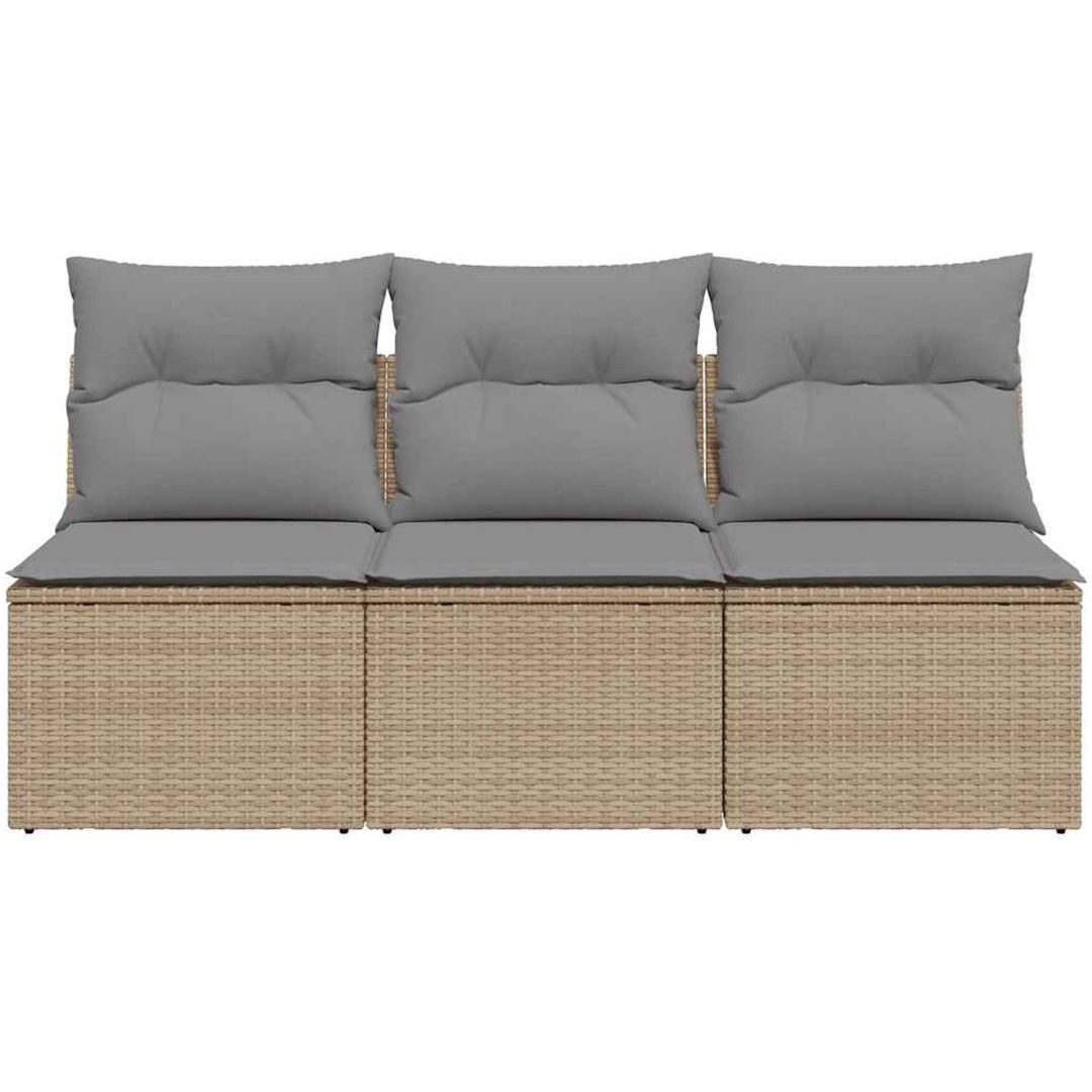 Trädgårdssoffa 3-sits med dynor konstrotting beige vidaXL – bild 4