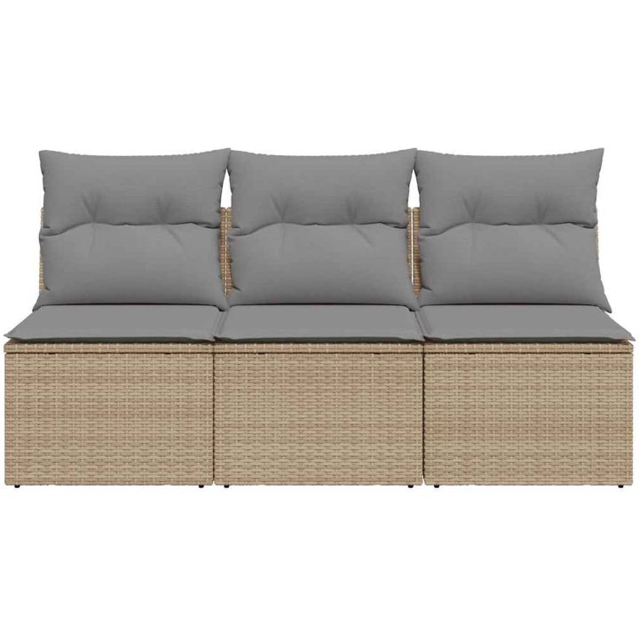 Trädgårdssoffa 3-sits med dynor konstrotting beige vidaXL – bild 4
