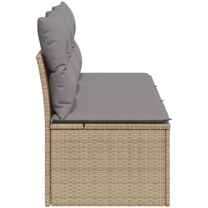 Trädgårdssoffa 3-sits med dynor konstrotting beige vidaXL – bild 5