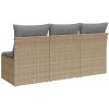 Trädgårdssoffa 3-sits med dynor konstrotting beige vidaXL – miniatyr 6