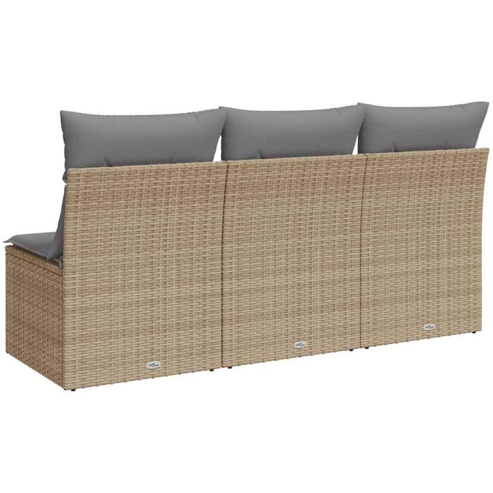 Trädgårdssoffa 3-sits med dynor konstrotting beige vidaXL – bild 6