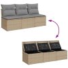 Trädgårdssoffa 3-sits med dynor konstrotting beige vidaXL – miniatyr 7