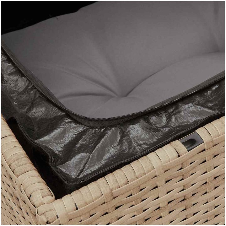 Trädgårdssoffa 3-sits med dynor konstrotting beige vidaXL – bild 9
